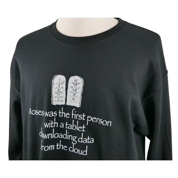 Moses Tablet Sweatshirt – Funny Graphic, Gildan Heavy Blend Size S, Pullover - Picture 9 of 13